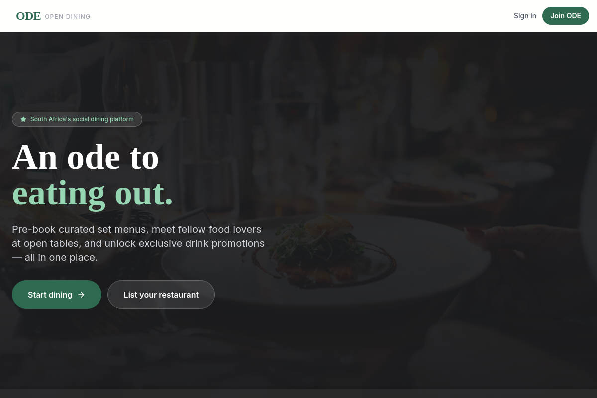 ODE — Open Dining Experiences screenshot